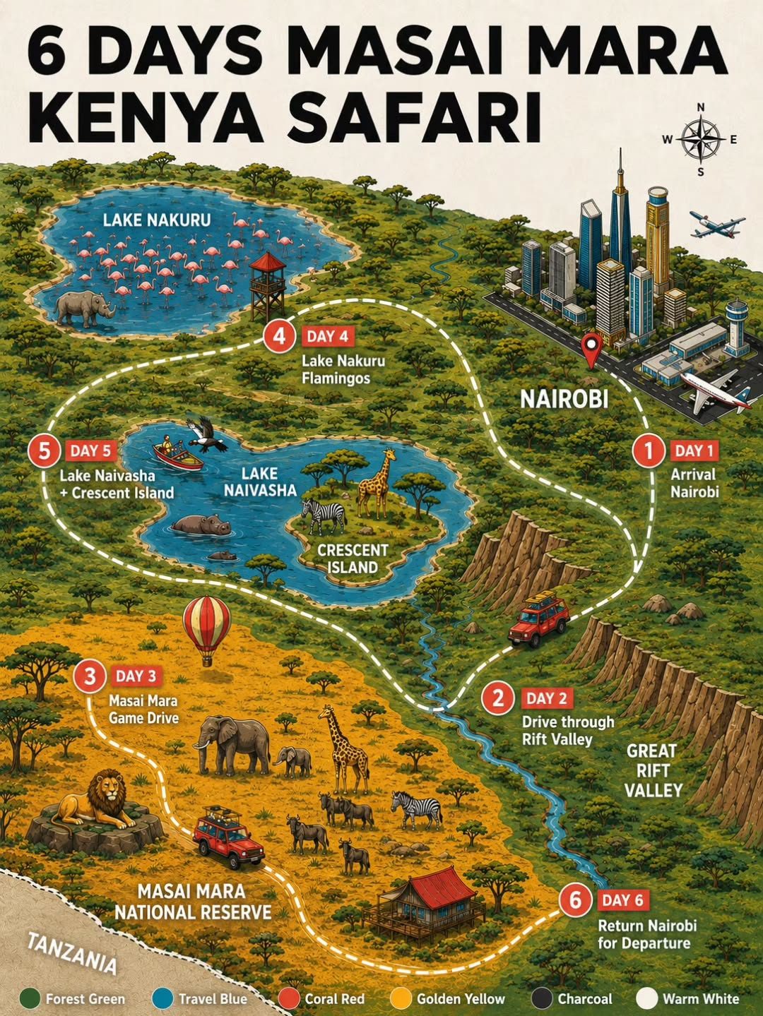 6-Day Kenya Safari Itinerary: Lake Nakuru, Naivasha, Masai Mara