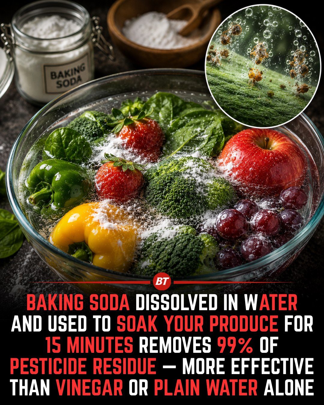Clean Produce: Baking Soda Soak for Pesticide Removal