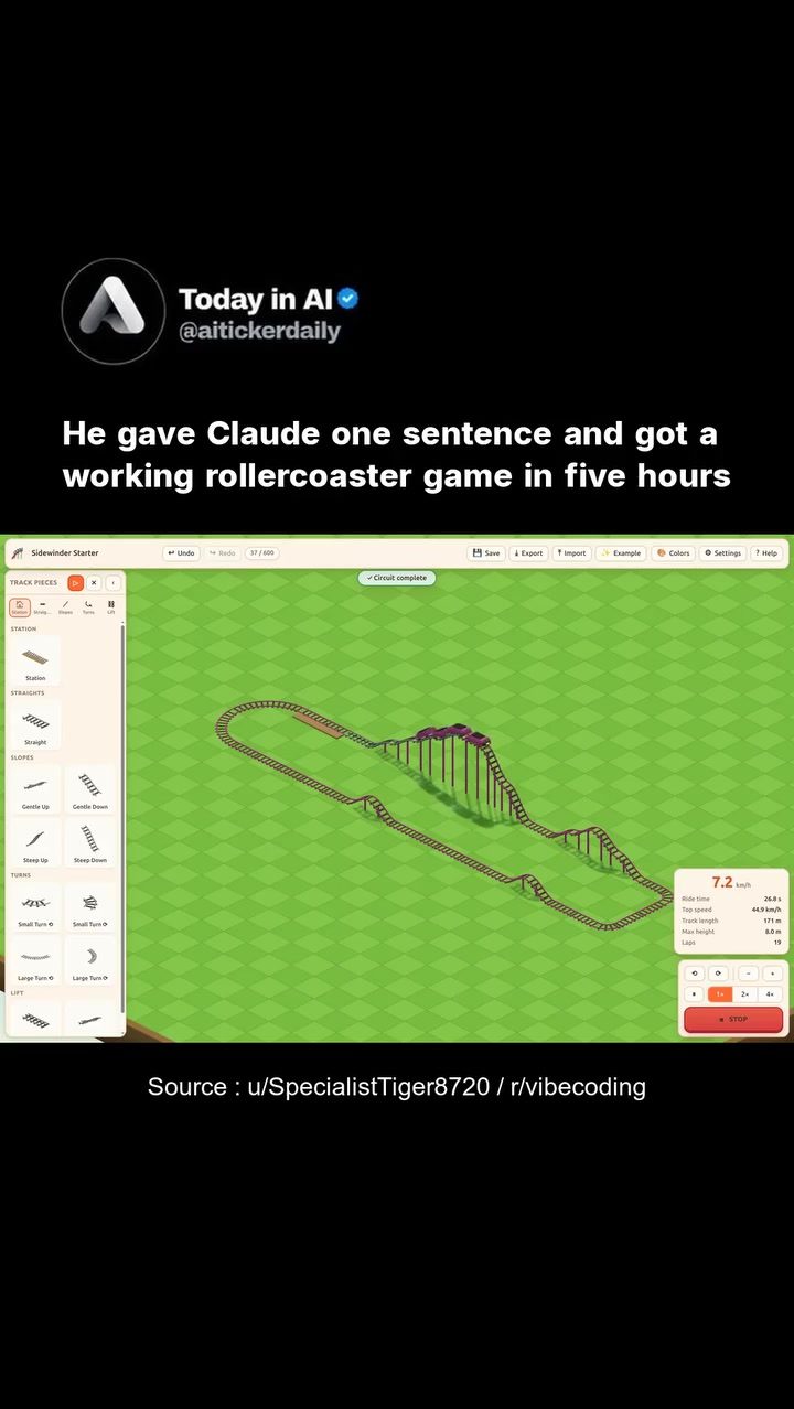 Rollercoaster Game Built in Five Hours with AI