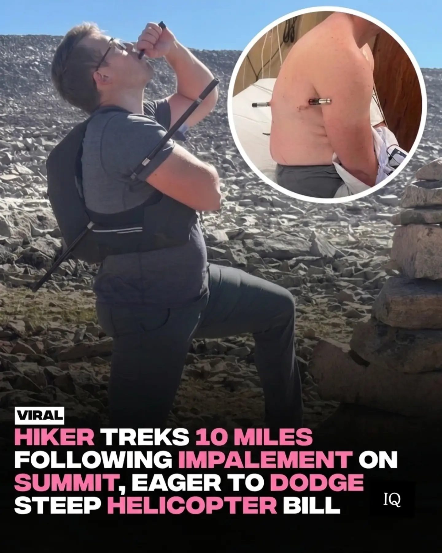 Brave Hiker Walks 10 Miles with Trekking Pole Impaled in Back
