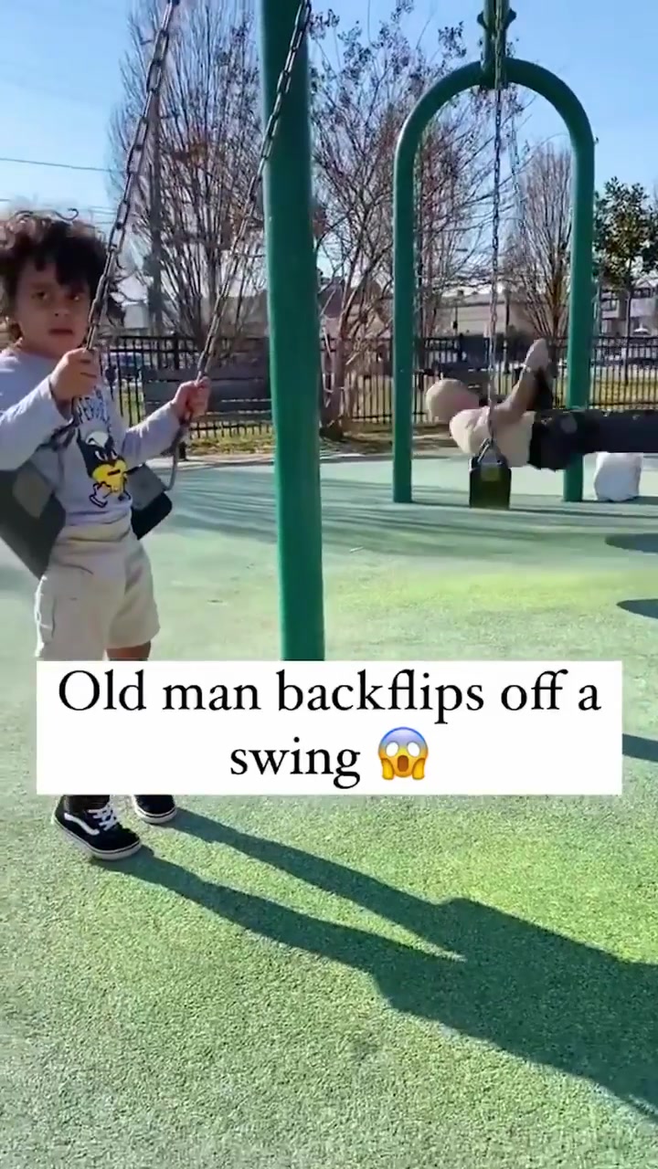 Old Man's Impressive Swing Backflip