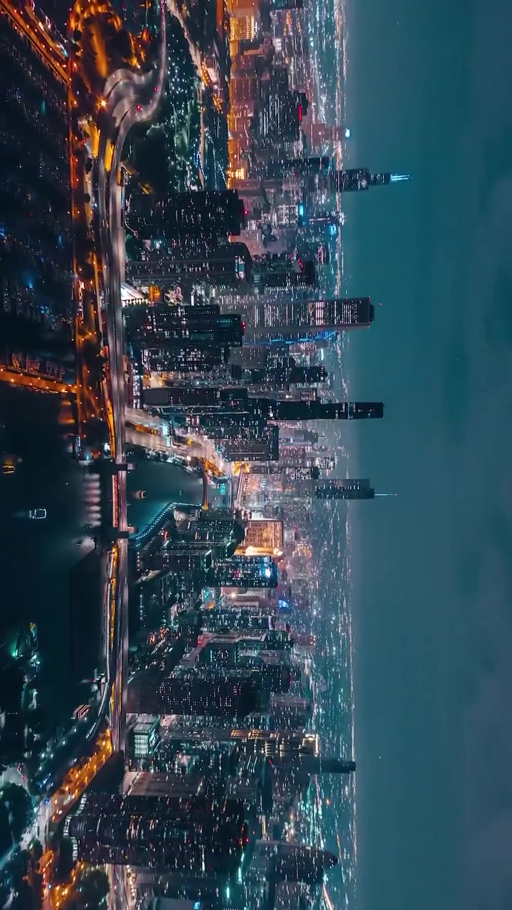 Night Cityscape Aerial View at Night