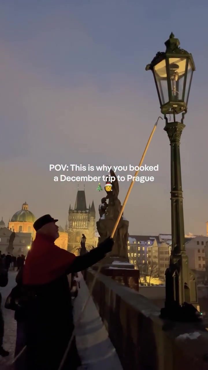 Experience Prague's Timeless Winter: Gas Lamps on Charles Bridge