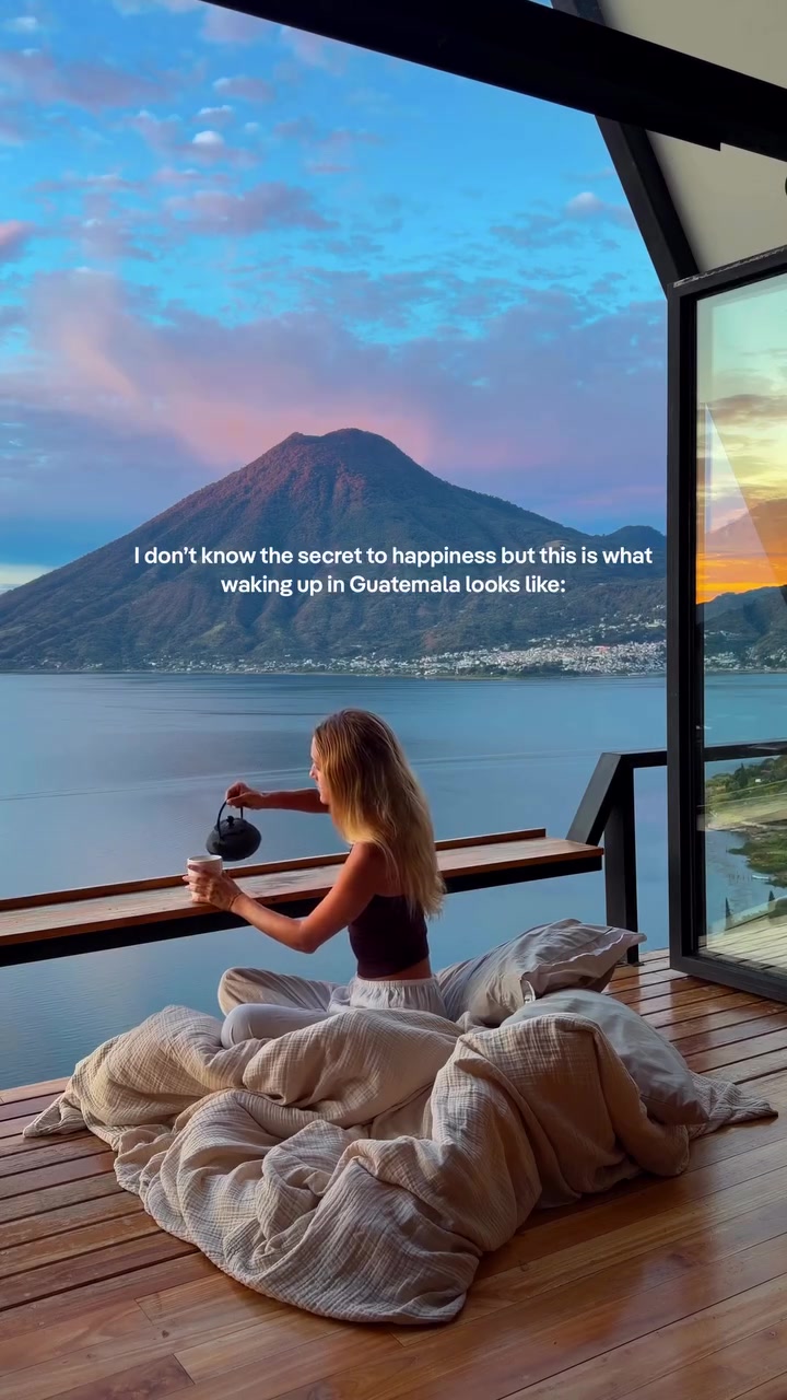Guatemala Morning View: Lake and Mountain Sunrise