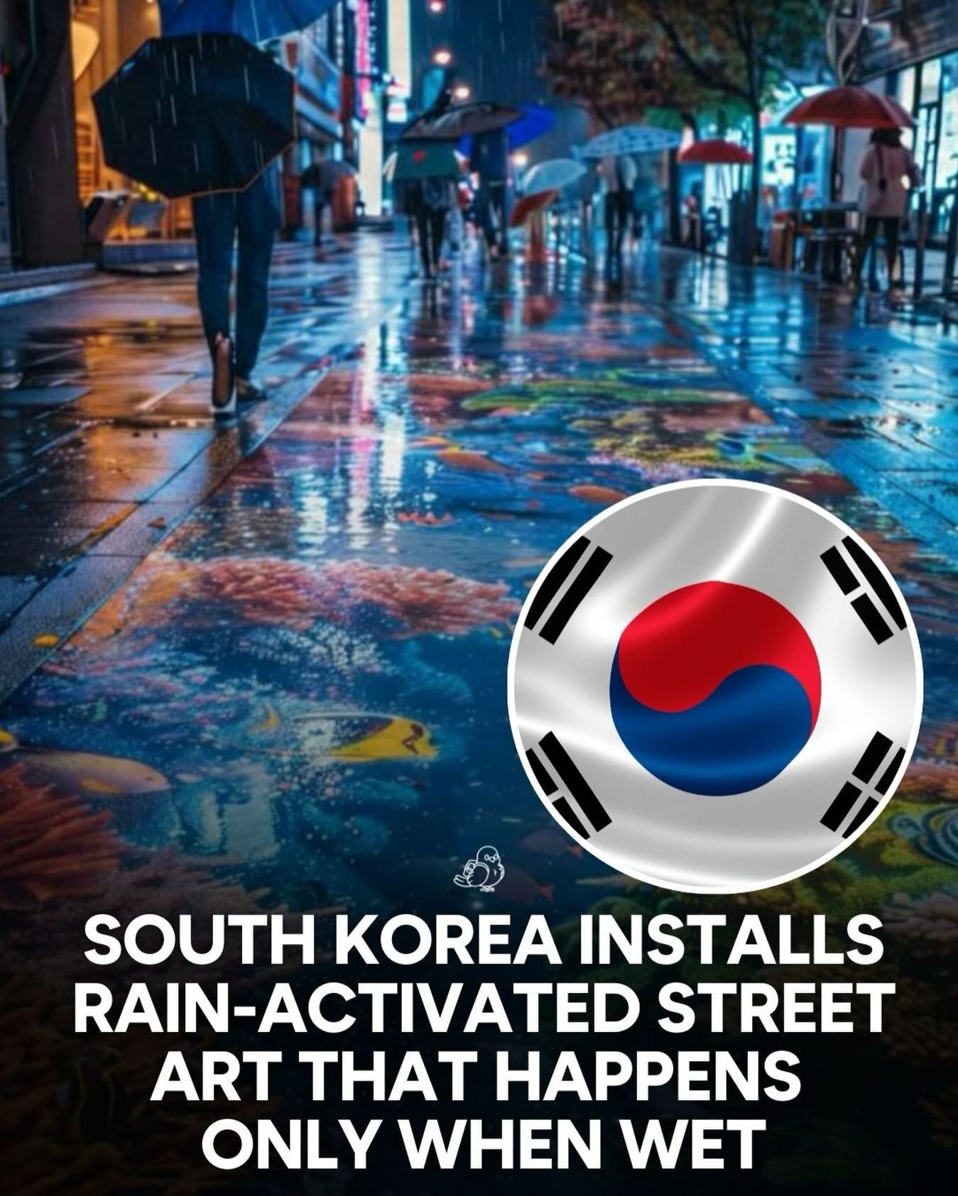 Rain-Activated Street Art in South Korea