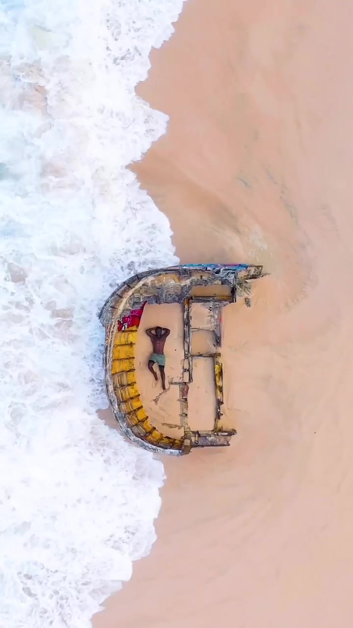 Aerial View of Ocean Shipwreck