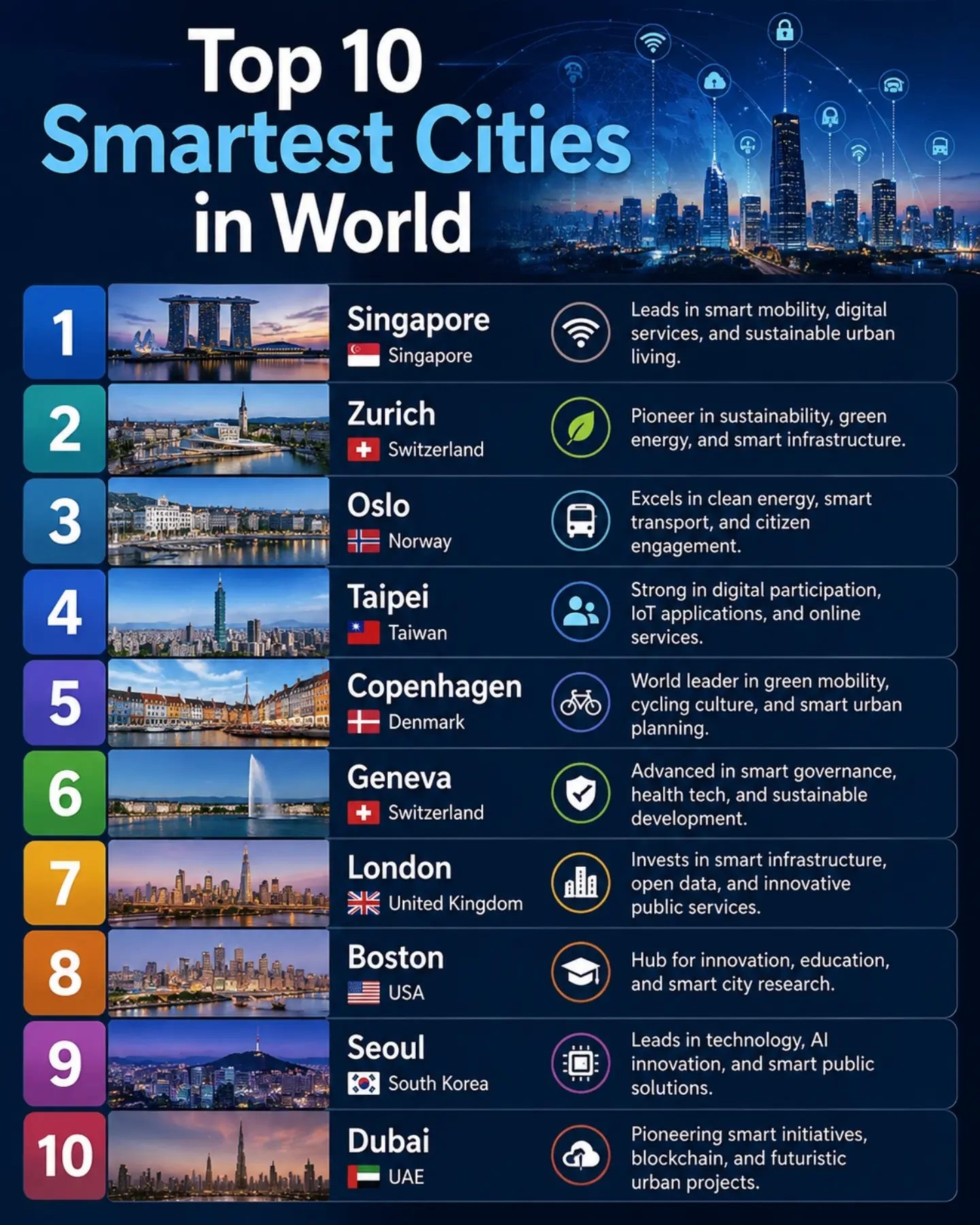 Top 10 Smartest Cities of 2023: Leaders in Sustainability and Innovation