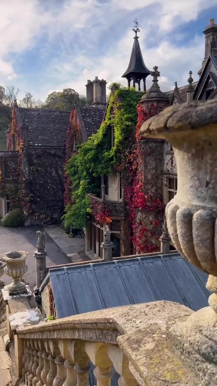 European Village Charm: Stone Buildings and Greenery