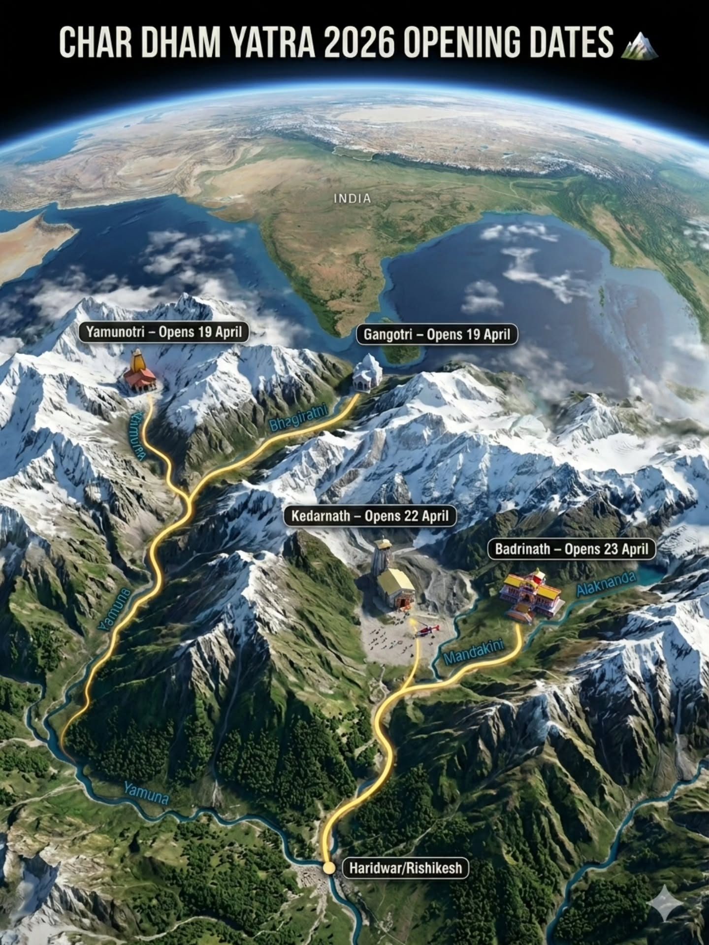 2026 Char Dham Yatra: Yamunotri, Gangotri, Kedarnath, Badrinath Opening Dates