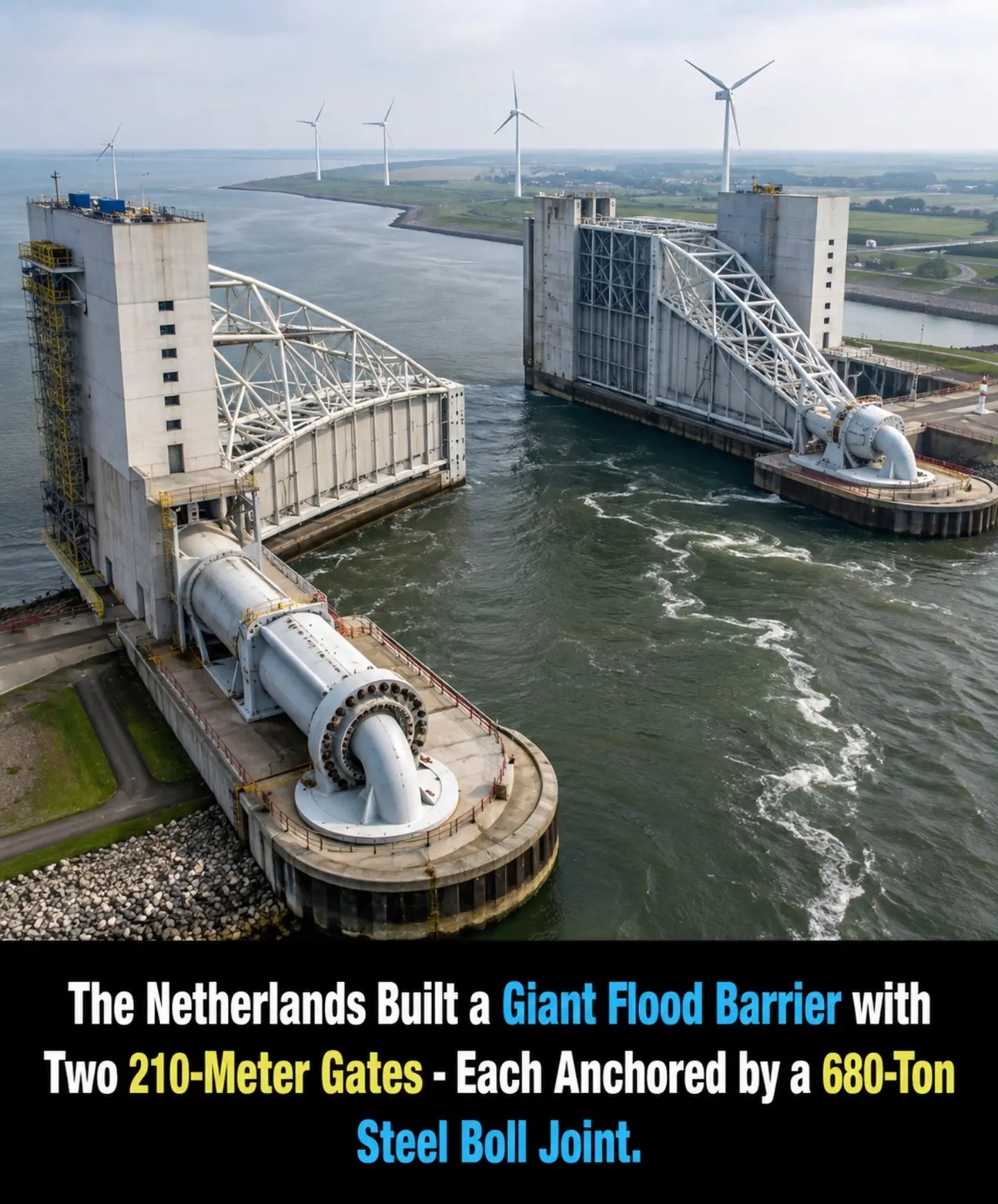 Netherlands' Giant Flood Barrier: Engineering Marvel with 210-Meter Gates