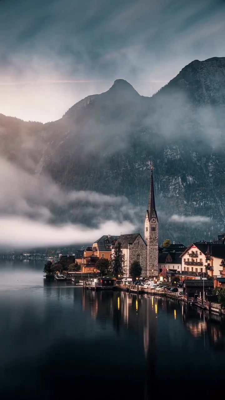 Mountain Village Lake Reflection