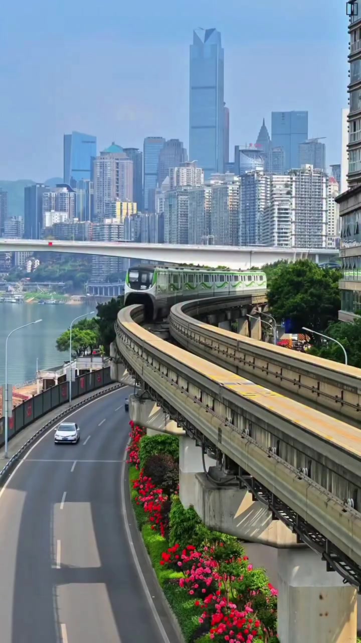 Chongqing's Unique Elevated Train Through Buildings