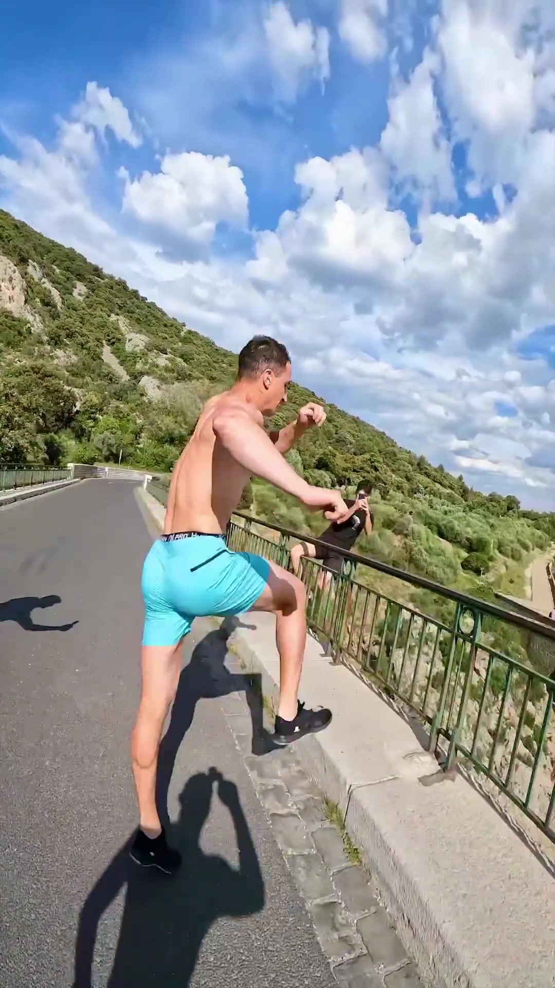 Cliff Jumping Off Stone Bridge Into River