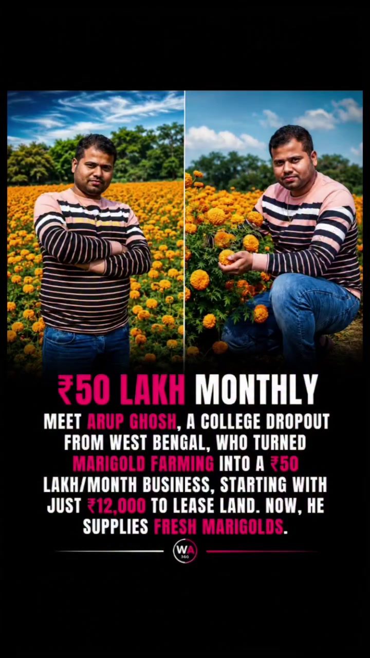 Arup Ghosh's Inspiring Journey from ₹12,000 to ₹50 Lakh in Marigold Farming