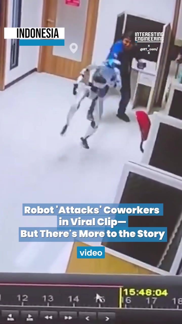 Viral Robot 'Attack' in Office: Choreographed or Real?