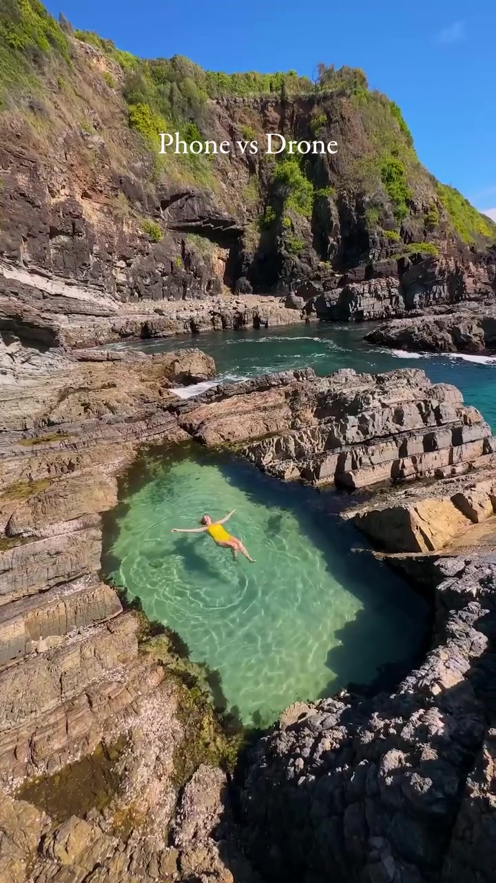 Forster Rock Pool: Drone View of Secluded Australian Swim Spot
