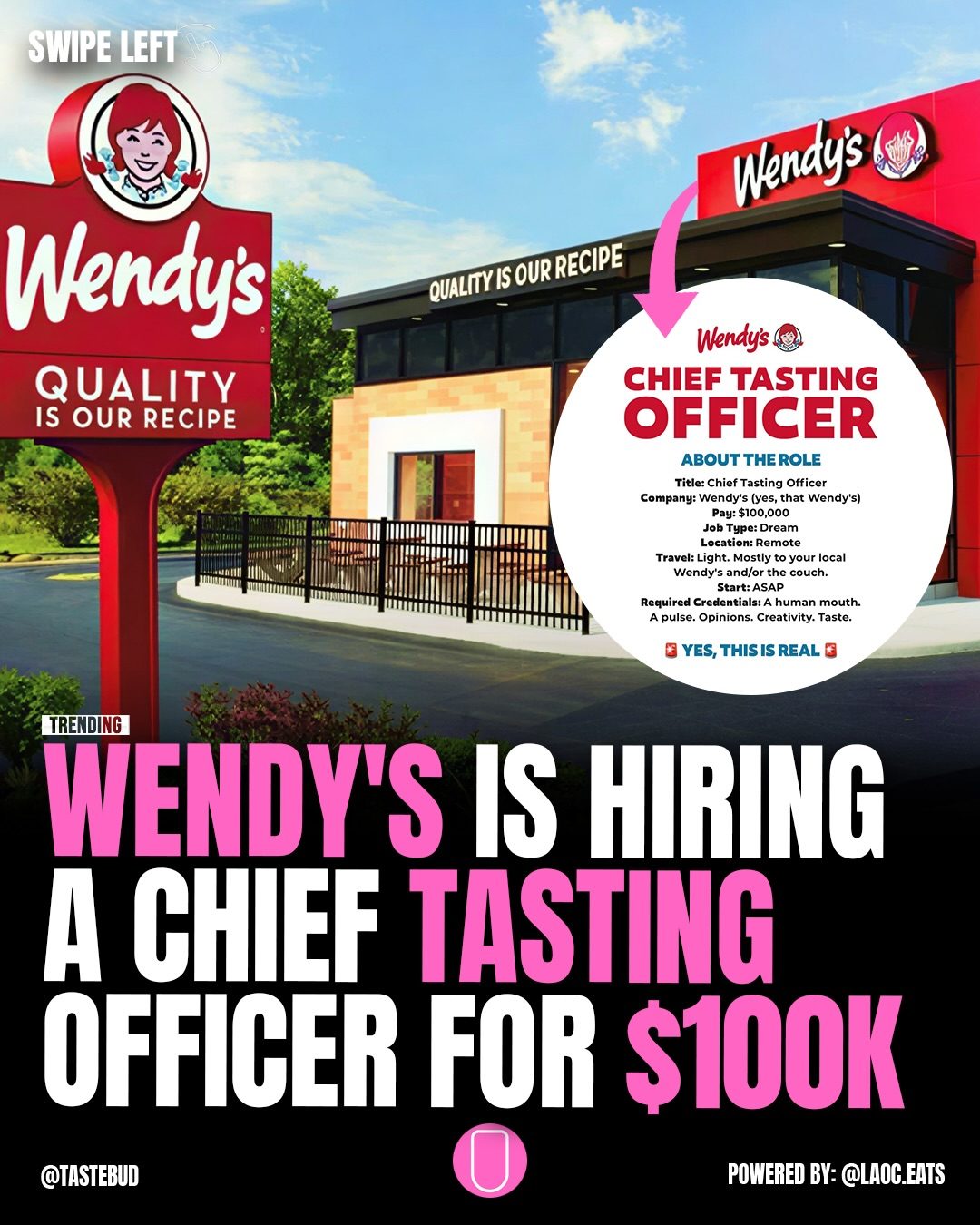 Wendy's Hiring a $100K Chief Tasting Officer to Taste Food and Create Content