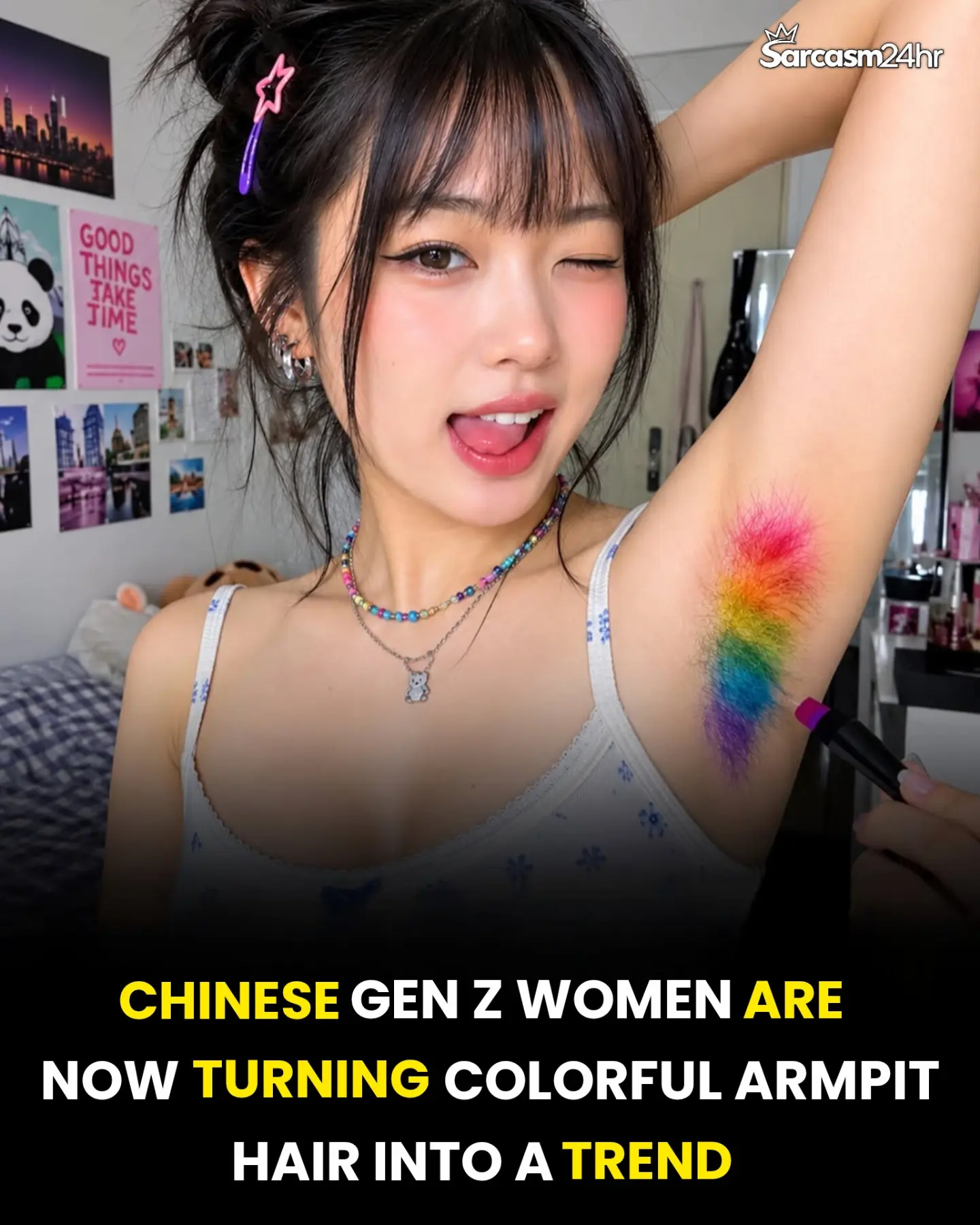 Chinese Gen Z Women's Colorful Armpit Hair Trend