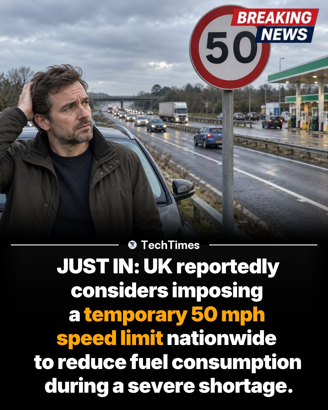 UK's Temporary 50 MPH Limit to Ease Fuel Shortage