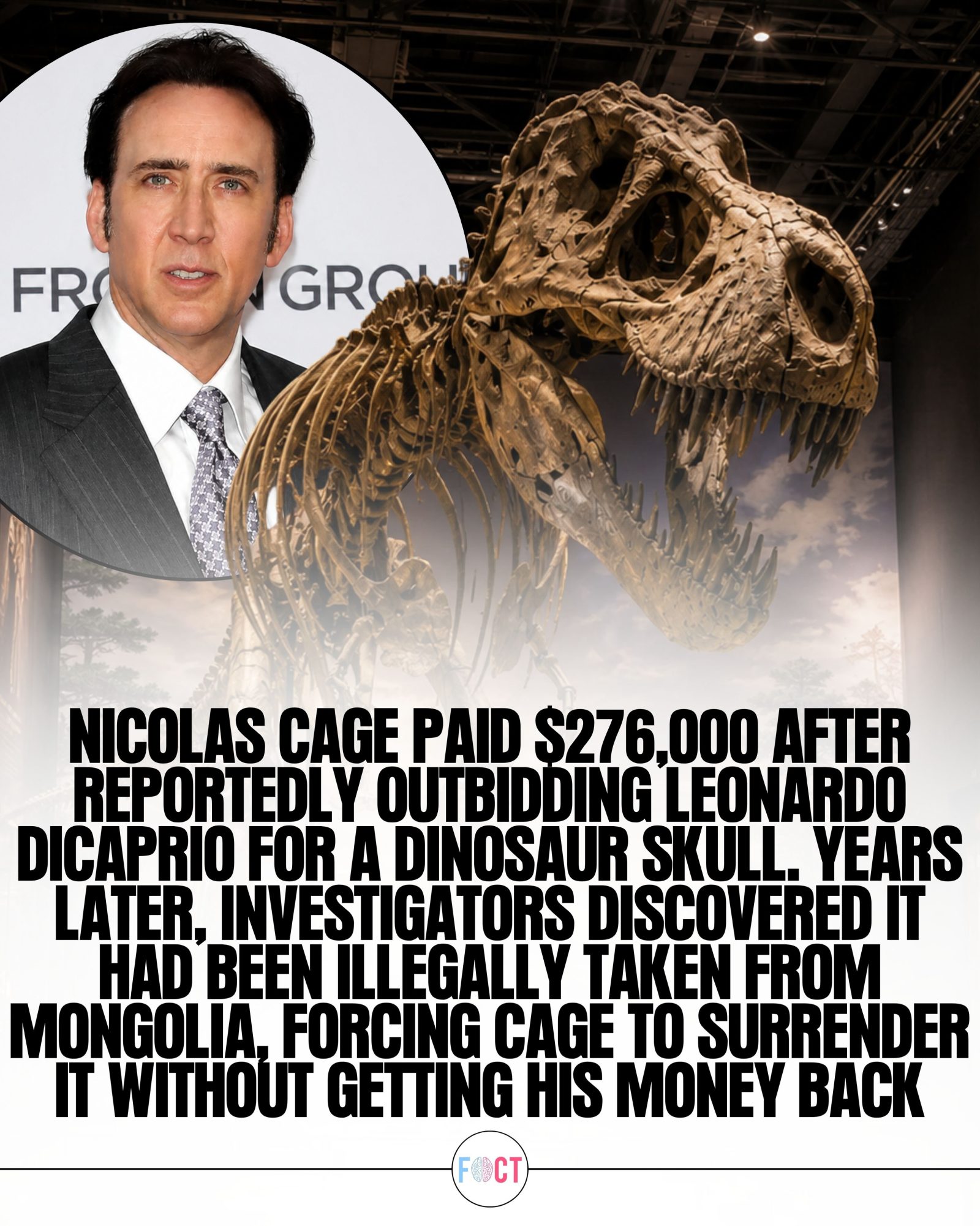 Nicolas Cage's ordeal with stolen dinosaur skull