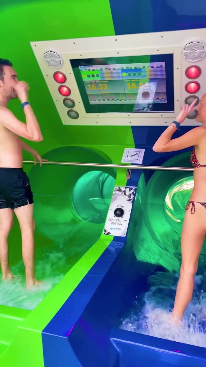 Indoor Water Park Fun with Green Water Slide
