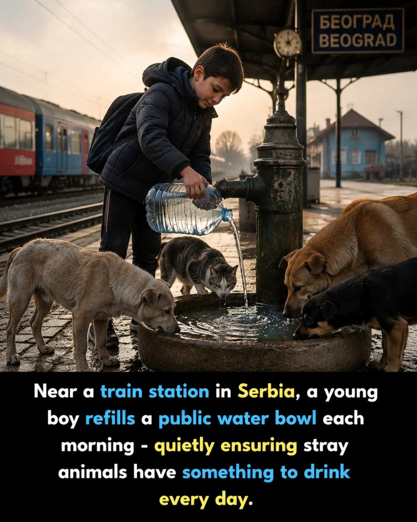A Serbian Boy's Daily Act of Kindness to Stray Animals