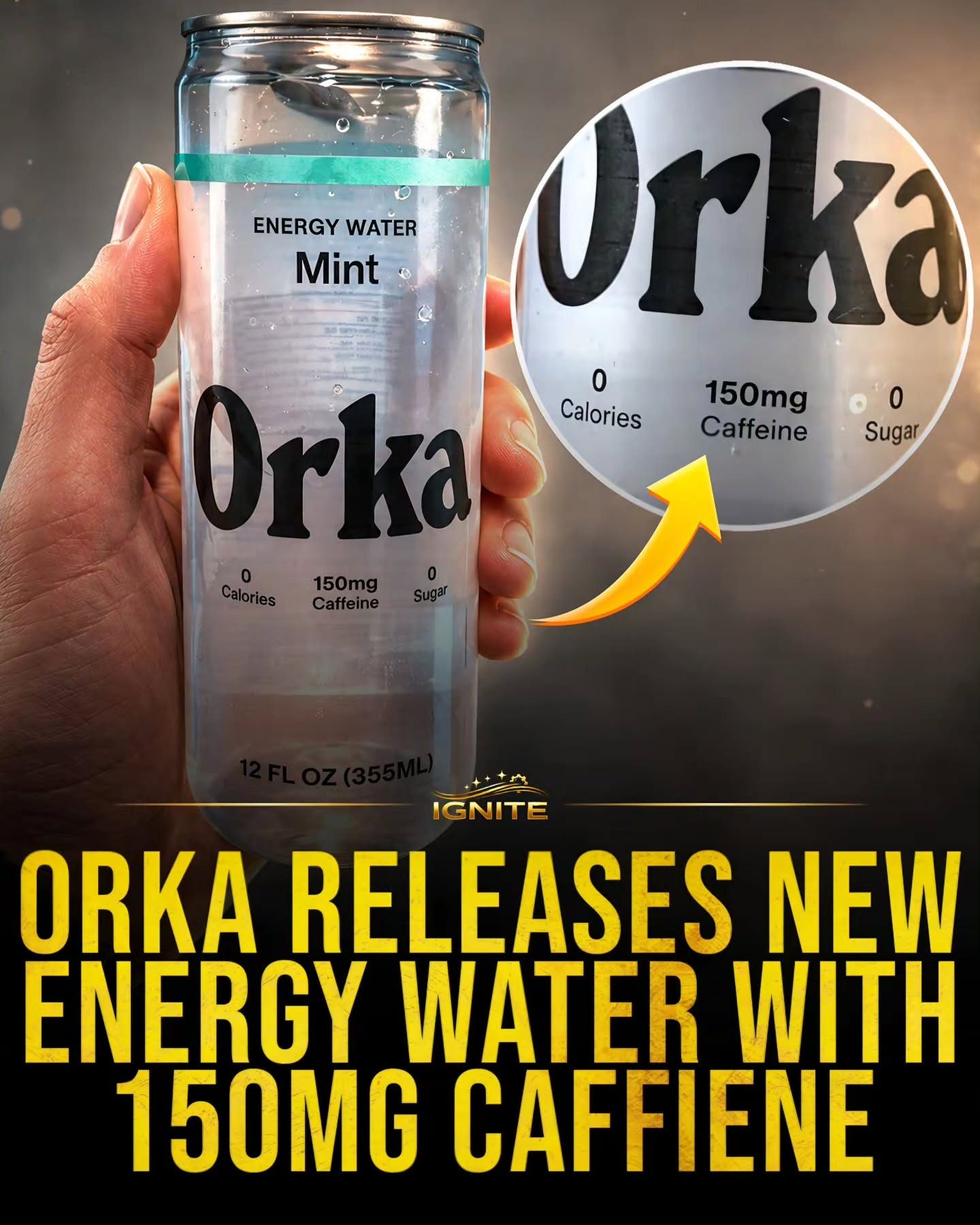 Orka Mint Energy Water: Zero Calories, 150mg Caffeine