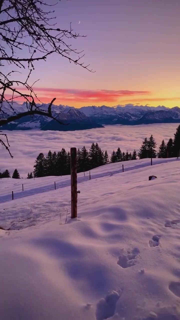 Rigi Switzerland Sunrise: Snowy Mountain Panorama