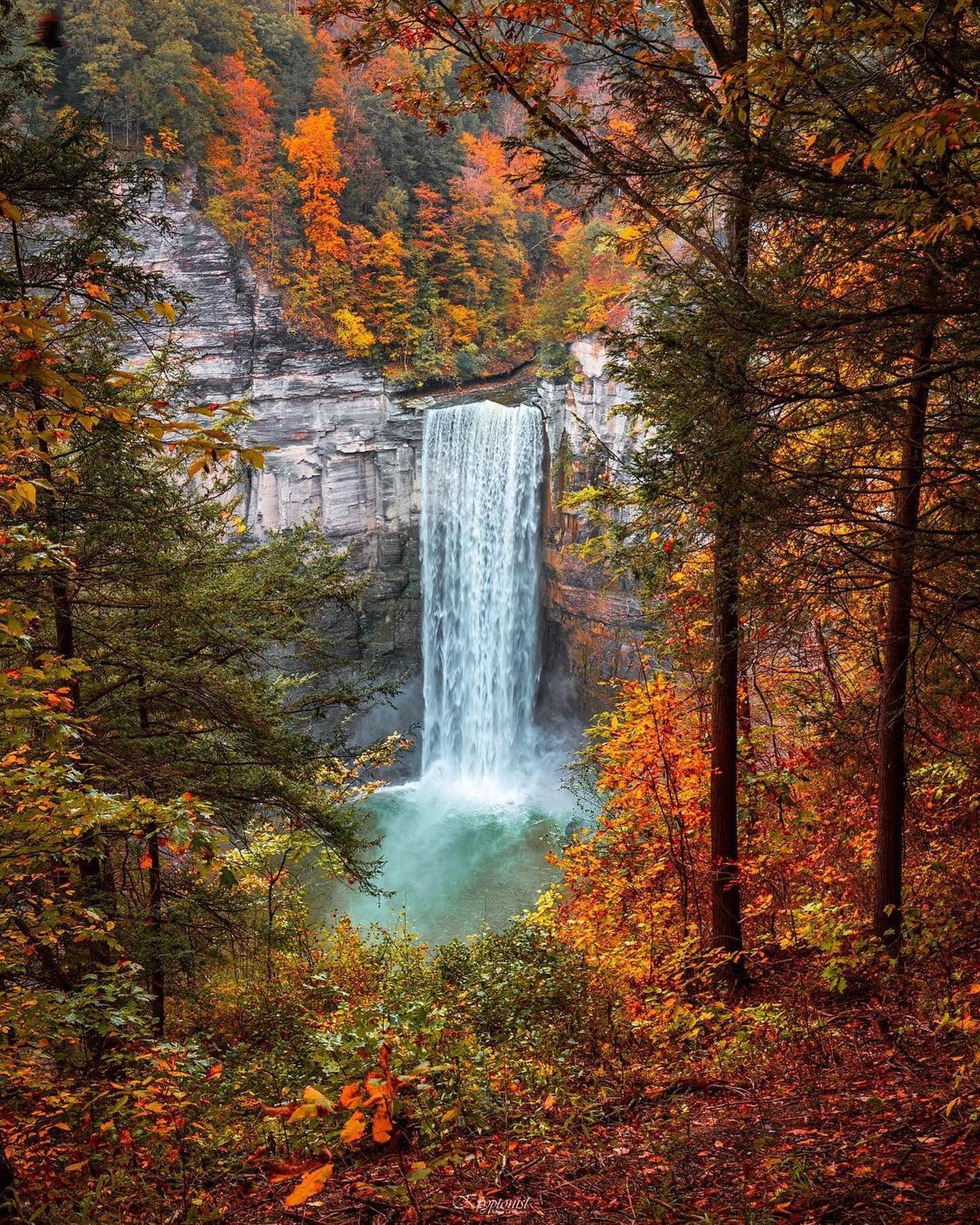 Autumn Waterfall Scenery: Vibrant Nature Photography