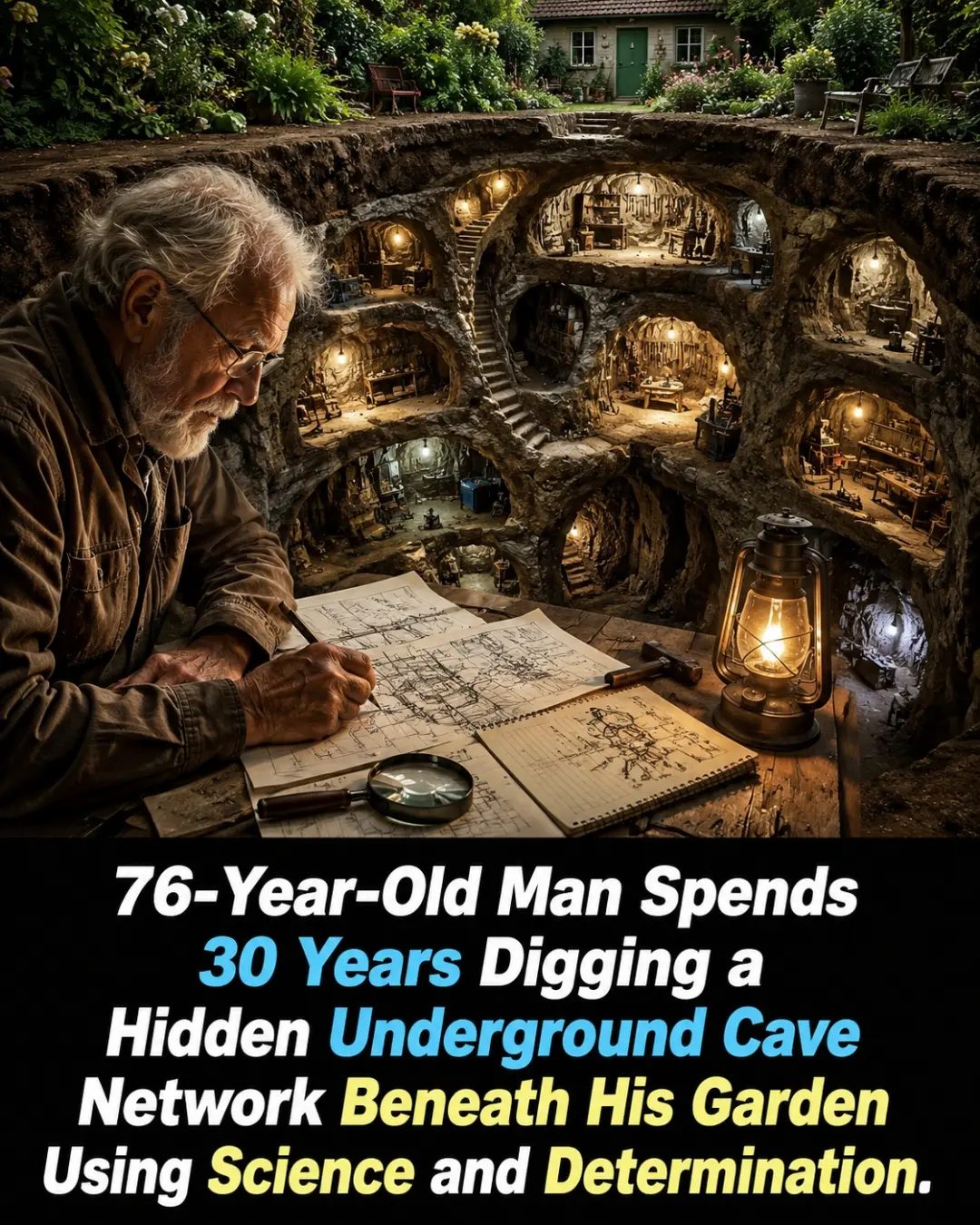 The 76-year-old's 30-year underground cave project