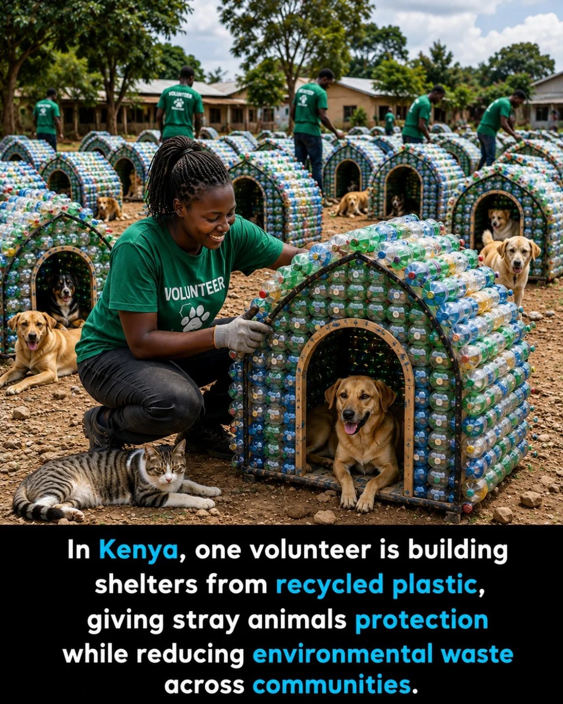 ### Kenya Volunteer Builds Dog Shelters from Recycled Plastic to Save Stray Animals