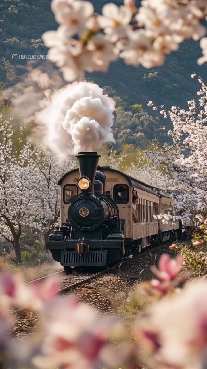 Luxurious Steam Train Journeys Through Cherry Blossoms