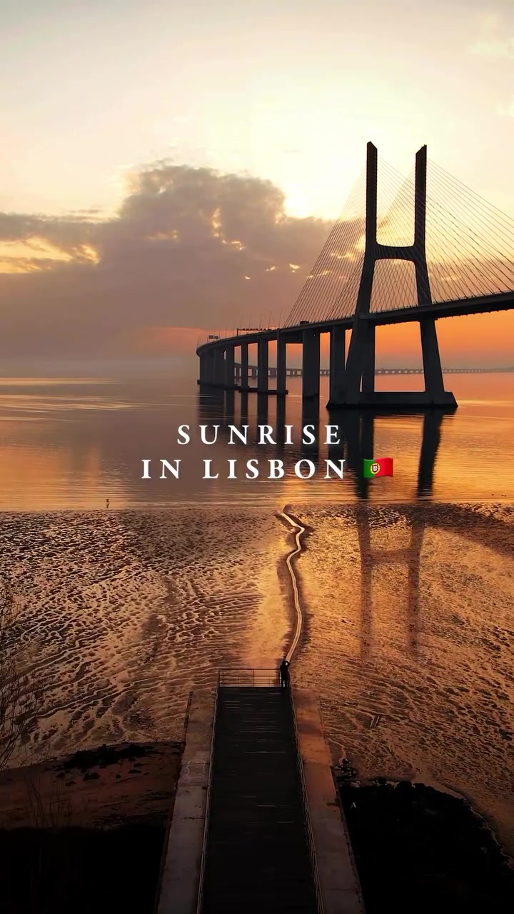 Lisbon Sunrise: Vasco da Gama Bridge at Dawn