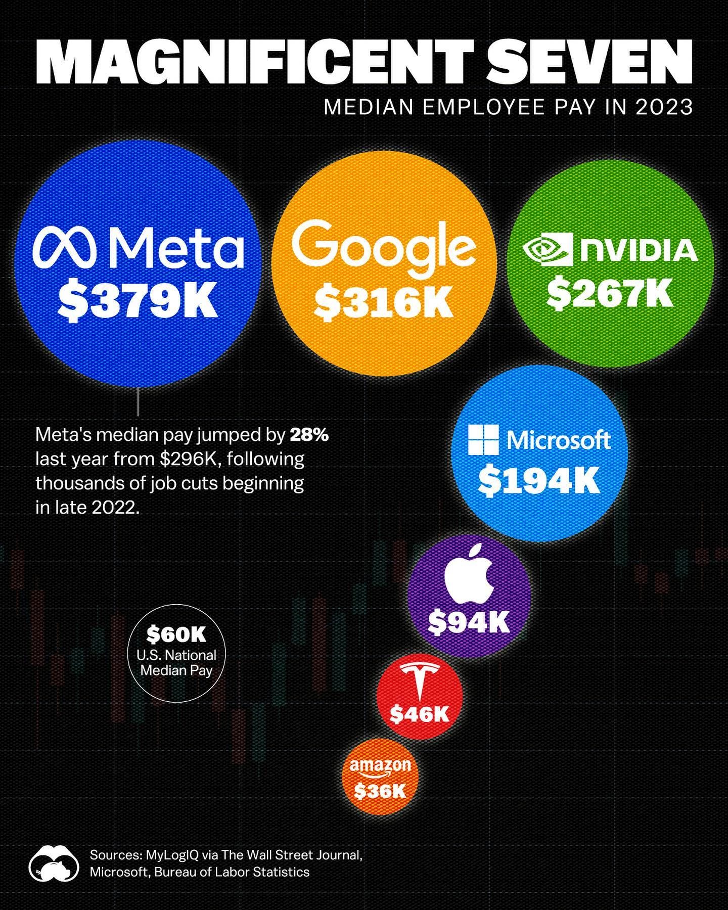 Magnificent Seven: A Look at 2023 Median Employee Pay